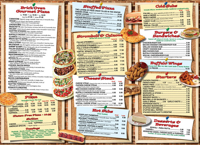 Menu for Bravo Pizza of Glen Mills and Avalon PA